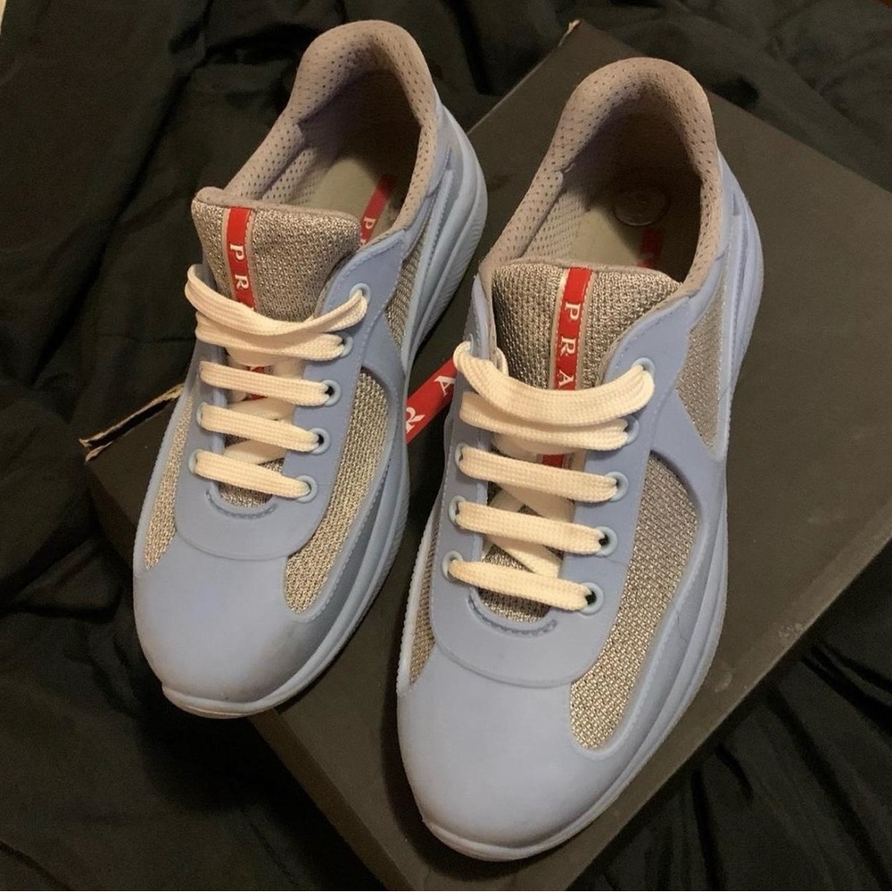 Prada Light Blue and Gray Sneakers